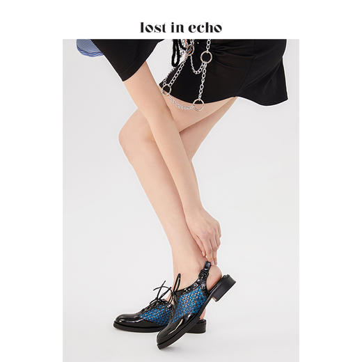 【微瑕疵不退不换】lost in echo设计师女鞋 镂空拼皮后绊带牛津鞋 通勤可盐可甜 商品图0