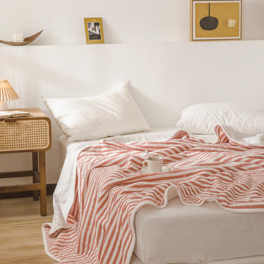 老米优品 / 无印天竺棉空气层夏被轻薄全棉条纹针织棉夏被BZ190630S 商品图4