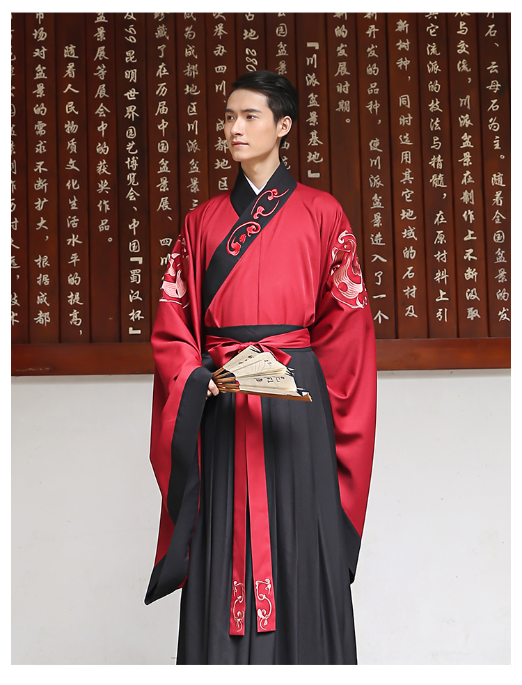 重回汉唐汉服男装中国风幽玄日常广袖交领上衣齐腰下裳套装秋季