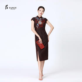TANGY Collection天意莨绸刺绣长旗袍