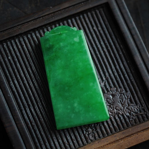 派瑞翡翠  翡翠挂件 平安牌 糯种 满绿 商品图2