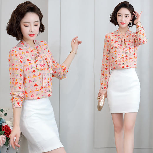 上海旗袍厂ASE-3337气质大气系带真丝衬衫 商品图1