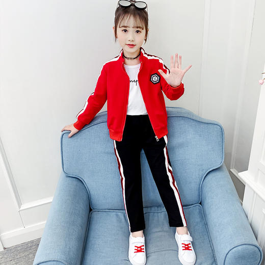 YX-TZ1363新款韩版中大童织带运动休闲三件套 商品图1