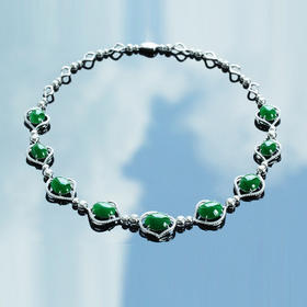 派瑞翡翠 18K金翡翠项链 冰种 满绿