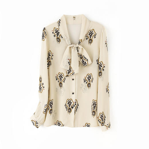 上海旗袍厂ASE-3337气质大气系带真丝衬衫 商品图4