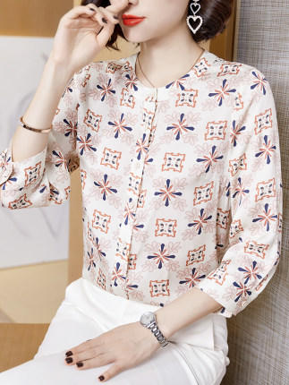 GG 79596 设计感小众小碎花桑蚕丝上衣 商品图4