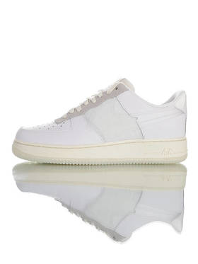耐克Nike Air Force 1'07 LV8 DNA 硬质头层荔枝纹皮革鞋面 内置全掌AirSole气垫 透明钩子 空军一号 白米灰加大透明钩子配色