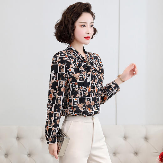 上海旗袍厂ASE-3337气质大气系带真丝衬衫 商品图3