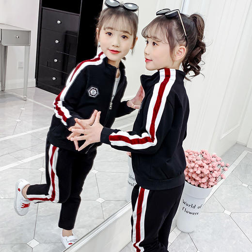 YX-TZ1363新款韩版中大童织带运动休闲三件套 商品图2