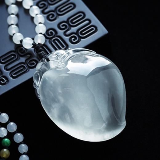 派瑞翡翠 翡翠挂件 寿桃 冰种 白冰 商品图4