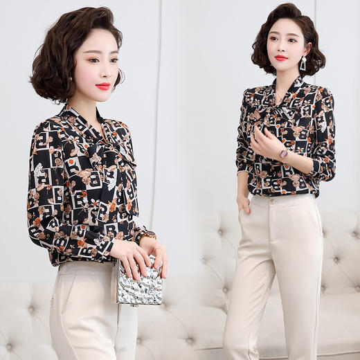 上海旗袍厂ASE-3337气质大气系带真丝衬衫 商品图2