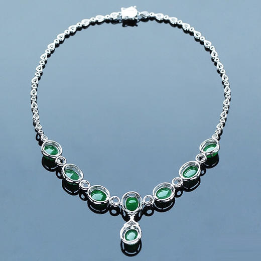 派瑞翡翠 18K金翡翠项链  冰糯种 满绿 商品图2