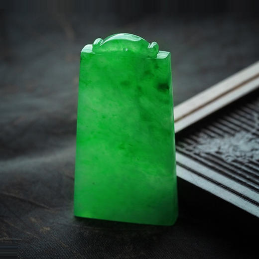 派瑞翡翠  翡翠挂件 平安牌 糯种 满绿 商品图3