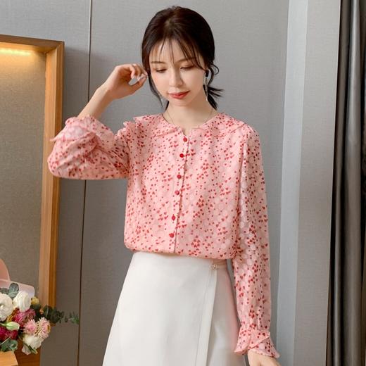 NRJ-2109新款长袖娃娃领印花雪纺衬衫 商品图2