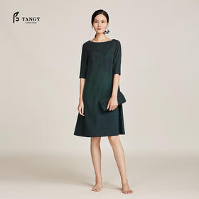 TANGY Collection天意蓝莨印花宽松连衣裙