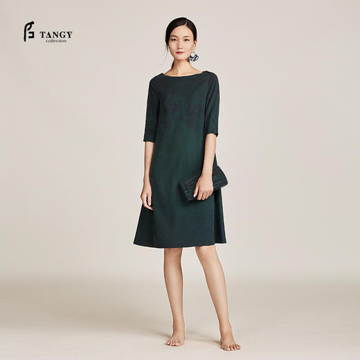 TANGY Collection天意蓝莨印花宽松连衣裙 商品图0
