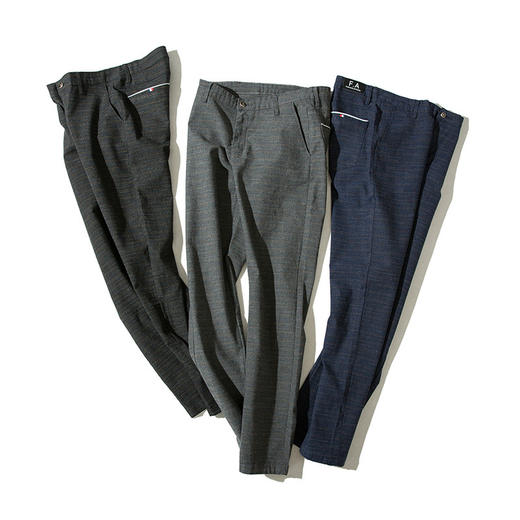 XJ-00-L88夏季男款条纹修身棉麻直筒时尚百搭裤 商品图4