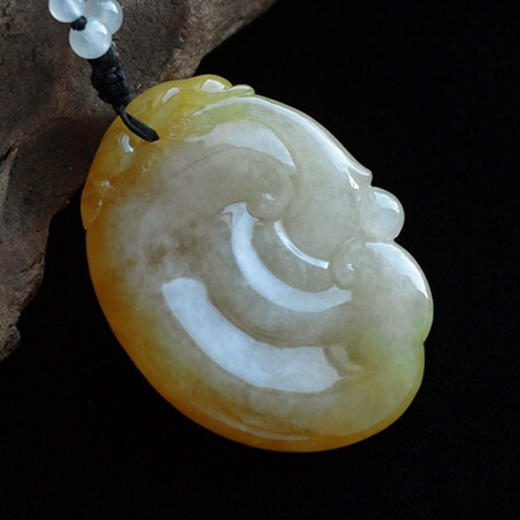 派瑞翡翠 翡翠挂件 如意 冰糯种 黄翡 商品图2