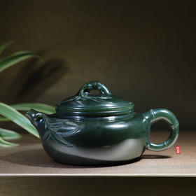 和田玉（青玉）玉壶--竹节圆壶（宋鸣放）239.3G