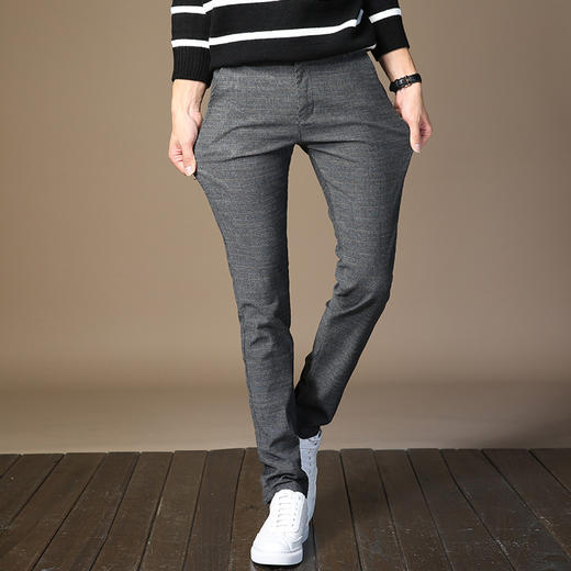 XJ-00-L88夏季男款条纹修身棉麻直筒时尚百搭裤 商品图1
