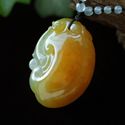 派瑞翡翠 翡翠挂件 如意 冰糯种 黄翡 商品图0