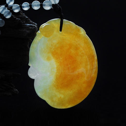 派瑞翡翠 翡翠挂件 如意 冰糯种 黄翡 商品图1