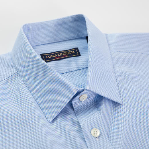JAMES KINGDOM 男士DP免烫商务正装白蓝格修身长袖衬衫 BA1A7C329CD 商品图3