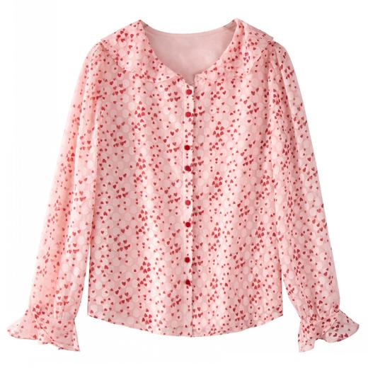 NRJ-2109新款长袖娃娃领印花雪纺衬衫 商品图4