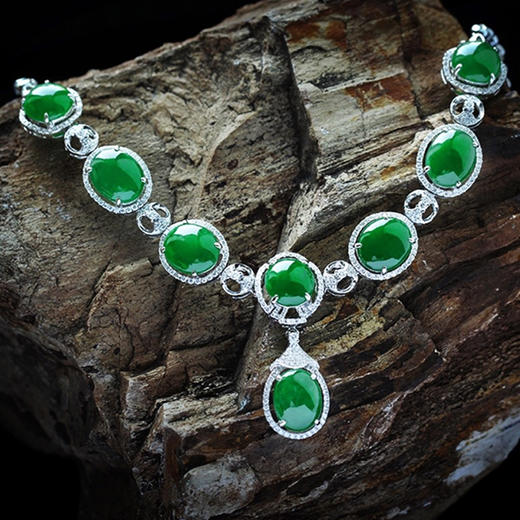 派瑞翡翠 18K金翡翠项链  冰糯种 满绿 商品图1