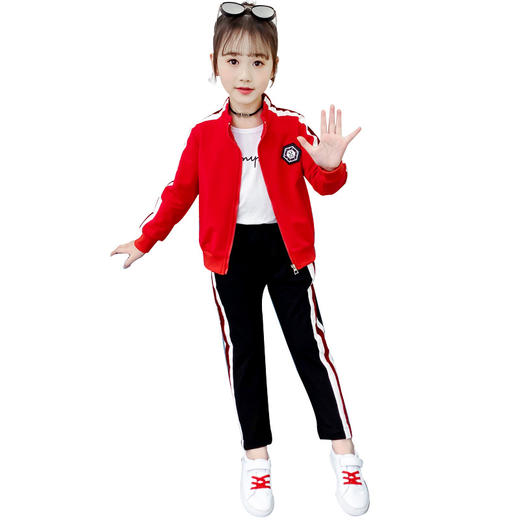 YX-TZ1363新款韩版中大童织带运动休闲三件套 商品图4