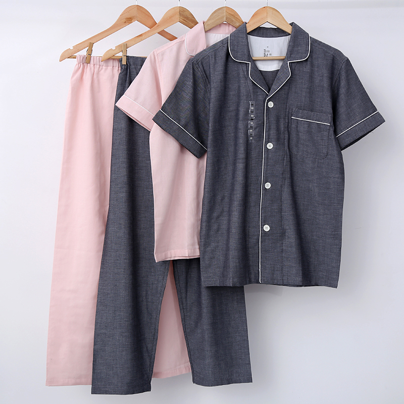 老米优品 / 无印专GUI全棉双层纱短袖家居服 夏季睡衣服家居服套装SY190331J