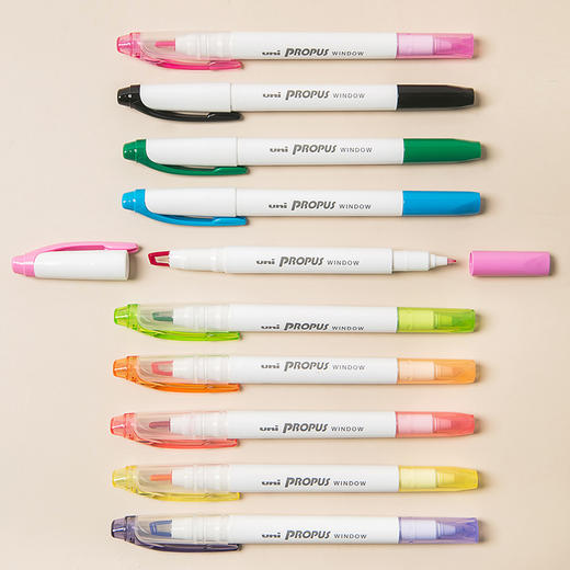 日本文具UNI三菱可视窗双头荧光笔标记笔学生用彩色划重点记号笔 商品图3