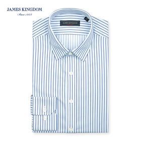 jameskingdom占姆士免烫商务条纹衬衫修身深蓝BA1A7C32806