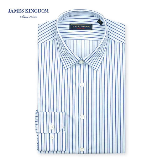 jameskingdom占姆士免烫商务条纹衬衫修身深蓝BA1A7C32806 商品图0