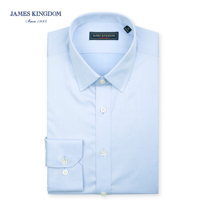 Jameskingdom占姆士免烫商务修身蓝色长袖衬衫BA1A7C335