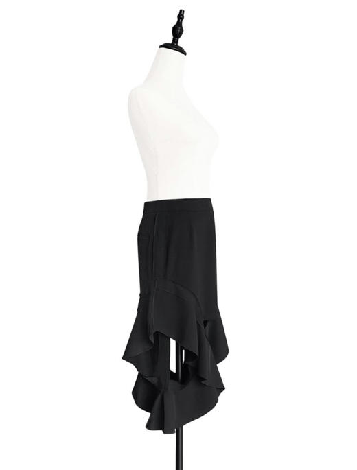 TYNVIE 褶边剪裁包臀裙 - 黑色 商品图2