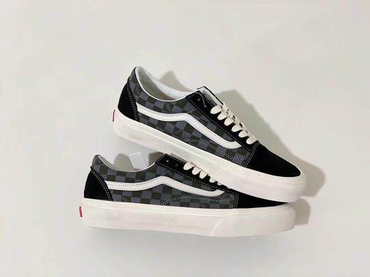 万斯Vans Old Skool 原盒真标 黄色 灰色 格子棋盘帆布磨砂皮拼接 低帮限定板鞋 商品图1