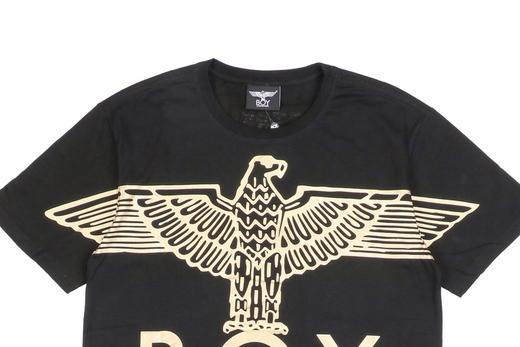 boylondon20ss烫金大老鹰boy后背标语印花短袖