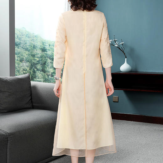 KDS-880中国风刺绣新款复古气质绣花欧根纱连衣裙 商品图3