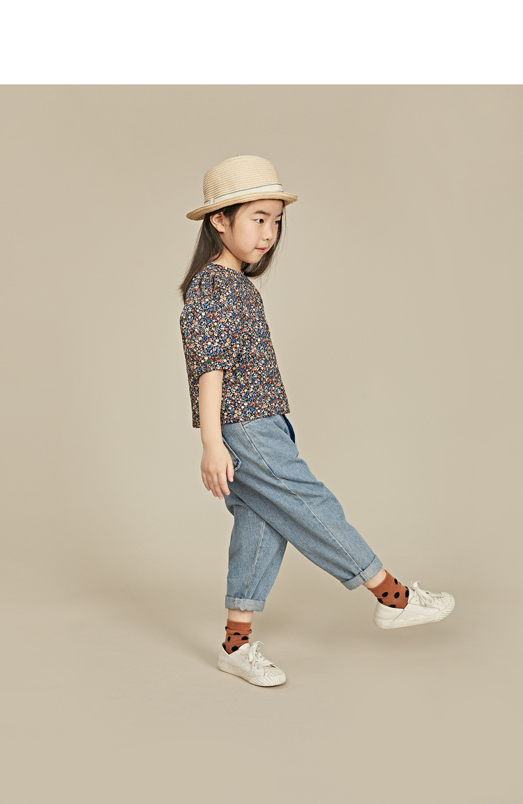 313104014棉叔叔儿童宫廷袖娃娃衫衬衫女童浪漫英式小碎花衬衣