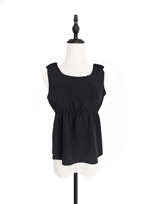 TYNVIE 缝边高腰真丝背心 - 黑色 商品图1