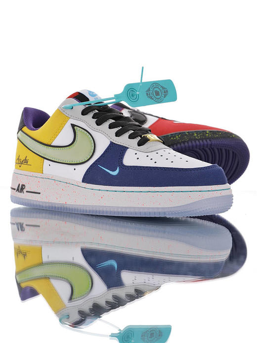 耐克 Nike Air Force 1"What The LA" 洛杉矶球队主题鞋款 原模具开发打造 硬质荔枝纹移膜革材质 内置全掌air sole气垫 洛杉矶彩虹拼接鸳鸯 商品图4