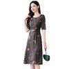 上海旗袍厂ASE-ASE2203优雅复古真丝圆领印花连衣裙 商品缩略图4