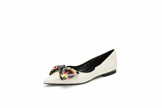 westory春夏新款西式平底蝴蝶结皮面尖头高跟鞋女W283E70481 商品图3