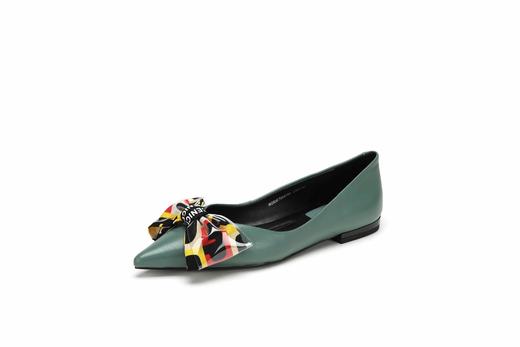 westory春夏新款西式平底蝴蝶结皮面尖头高跟鞋女W283E70481 商品图2