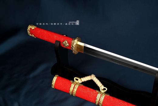 青骓 铜雕唐草 盛唐短刀 未开刃 商品图9