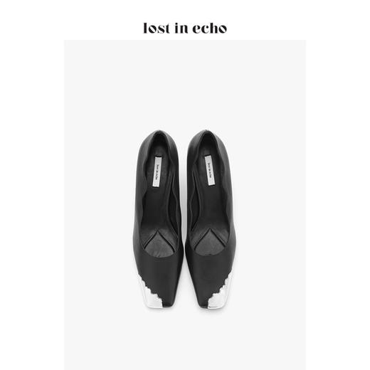 【微瑕疵不退不换】设计师 lost in echo 不规则铁头波浪浅口单鞋 黑色通勤高跟鞋女 商品图3