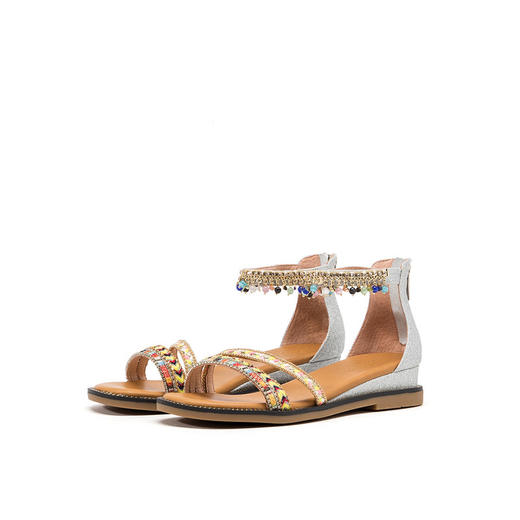 商场同款 | Safiya索菲娅夏季中空后包坡跟拼色凉鞋女鞋SF92115066 商品图4