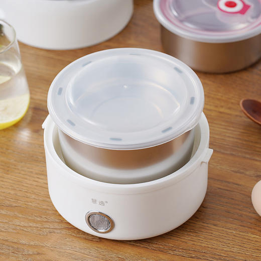 不锈钢内胆上班族便携式加热饭盒煮饭双层多功能电热饭盒(货号 t2101)