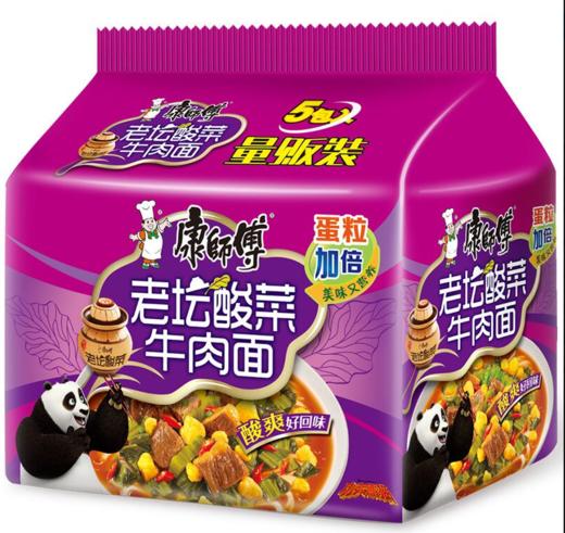 【亚欧超市】康师傅老坛酸菜牛肉面114g*5 商品图0